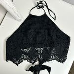 Casting LA Black Lace Halter Top‎ Crochet Tie Back Crop Top Blouse Med. Photo 0