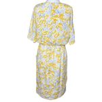 Maggy London Womens Size M Midi Dress Yellow White Floral Batwing Sleeve Pockets Photo 3