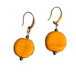 Silver tone Glass Donut Dangle Earrings Hooks Chocolate Glazed 1.75" Long 10.99g Yellow Photo 1