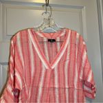 Gap  Pink/White Striped V Neck 3/4 Sleeve Top size M Photo 3
