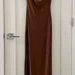 Meshki tammy shimmer deep v maxi dress in brown umber size XS Photo 6