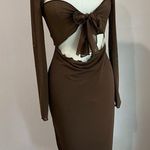 House Of CB Natalia Chocolate Power Mesh Front Tie Midi Dress Size M Photo 1