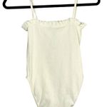 ZARA Limited Contour Collection Ruffle Spaghetti Strap Rib Bodysuit XS Cream Photo 4