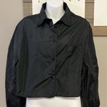 ZARA  Black Button Down Cropped Long Sleeve Jacket w/ Elastic Wristbands-Large Photo 2