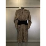 Fernando Sanchez Vintage brocade eyelet Long Sleeve black gold midi retro Dress Size XS Photo 13