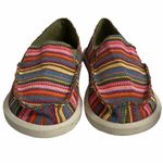 Sanuk  Women’s Sz 4 Multicolor Southwest Western Tribal Print Slip On Loafers Photo 3