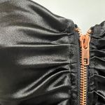 Blue Blush Black Satin Cropped Ruched Strapless Zip Cami Photo 4