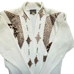 Vintage Focus USA Leopard Applique Cardigan OS Open Front Statement Maximalism Brown Size undefined Photo 10
