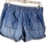 Gap Blue Denim Fabric Elastic Waist Drawstring Shorts Sz S Photo 2