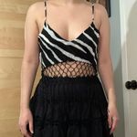 Indah Xolani Macrame Fringe Crop Tank Top Zebra Print Photo 8