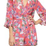 NWT Scoop Women Ruffle Tie Waist Pink Paisley Summer Romper 3/4 Sleeve XXL Photo 1