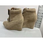 JustFab Womans Just Fab Joseppah Ankle Boots 7m tan Lace Up Zip Up Wedge Heel NWOT Photo 3