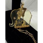 Vintage 30” Parklane Lucite Golden Elephant Pendant Necklace Gold Photo 2