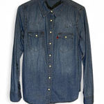 Levi's Levi’s Denim Button Down Shirt Medium Blue Long Sleeve Western Style Pockets Photo 0
