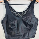 Vintage Black Leather and Lace Crop Bustier Top Size S Photo 0