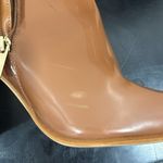 Jennifer Lopez JLO caramel brown smooth heeled ankle bootie chic glamorous sleek size 11 3”heel Photo 8