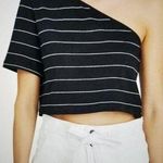 The Range Striped Bare Shoulder T-Shirt Crop Top Horizontal Stripe Black Size XS Photo 0