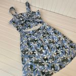 AQUA Blue Green Floral Hawaiian Floral Mini Dress Cut Out Back Cotton Size XS Photo 5