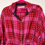 Free People  Women's Red Pacific Dawn Plaid Shirt By We The Free Size Small Photo 9