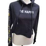 Posh Posh Size L Juniors Cropped Hooded Sweatshirt Be Happy Smiley Faces Black Size L Photo 0