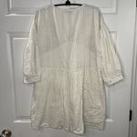 ZARA  Floral Embroidered Mini Dress Women's Size Small Neutral Cotton Lightweight Photo 4