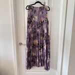 Vince  Floral Pleated Sleeveless Midi Dress Purple Size XL Photo 2