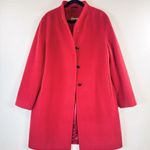 Cinzia Rocca Womens Jacket Red Wool Pea Coat Long Sleeve Italian Designer Large Photo 1