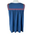 J.Jill Blue Embroidered Sleeveless Tunic Dress L Boho Cotton Tencel Blend Photo 1
