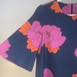 Dodo Bar Or Navy Lilac Orange Tunic Floral Design 1/2 Sleeve Contemporary M Blue Size M Photo 3