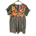 Free People Size XS Oaxaca Chambray Floral Embroidered Cotton Dress Photo 1