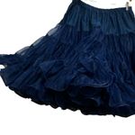 VTG Malco Modes Nylon Petticoat Skirt Navy L Tier Ruffle 80s Rockabilly Costume Blue Size XL Photo 4