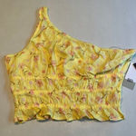 BP  Womens One Shoulder Crop Top Yellow Floral Size Small‎ Photo 0