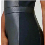 Spanx Leather Like Combo Shapewear Fitted Sheath Midi Dress in Black Size M NWT Photo 3