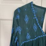 Free People  Diamond Embroidered Bell Sleeve Top in Dark Green Photo 3