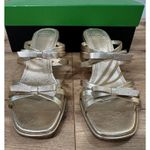 Kate Spade  Carolina Block Heel Sandal Metallic Nappa Pale Gold 6.5 Lightly Worn Photo 4