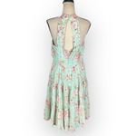 Eliza J  Fit & Flare Knee Length Dress Women's 10 Green Mint Floral Print Halter Photo 4