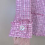 Jones New York Signature Pink White Tweed Blazer Eyelash Fringe Trim 4P Photo 3