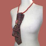“Dainty Dapper”Floral Necktie necklace with burgundy Beaded Necklace Red Photo 2