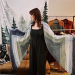 Handmade Elegant Multicolor (Blue, Green, and Cream)  Crochet Shawl Photo 1