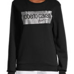 Roberto Cavalli Roberto Cavalli Sport Metallic Logo Pullover Crew Neck Black Sweatshirt- XS Photo 0