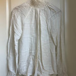 Reformation Womens White Smocked Turtle Neck Long Sleeve Blouse Photo 0