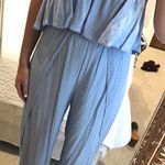 Material Girl Light Blue Strapless Jumpsuit  Photo 0