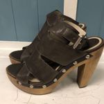 Vera Wang Lavender Label Leather Gladiator Heels Wooden Heels US 8 EU 39 Brown Photo 5