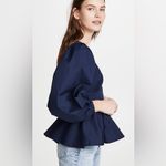 STAUD Deep Blue Luna V-Neck Blouse | Size 4 Photo 2
