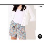 Loft Ann Taylor Floral Tie Waist Cargo Shorts Size Small Blue Red Multi Color Photo 1