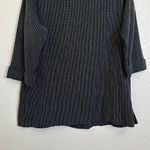 Hot Cotton Linen Blend Black White Striped Button Down Tunic Shirt, Size XL Photo 8