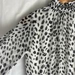 EXPRESS  long sleeve high neck blouse white black speckles size xs Photo 6