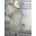 Cato Distressed Acid Wash Shirt Women S Short Sleeves Gray Scoop Neck Rayon Soft Photo 3