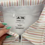 Adidas  Womens Golf Top Multicolor Stripe Climalite Stretch 1/4 Zipper Collared L Photo 2
