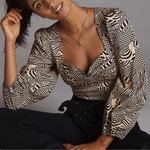 Farm Rio NWT + Anthropologie Puff-Sleeved Sweetheart Blouse Top in Black / Cream Photo 0